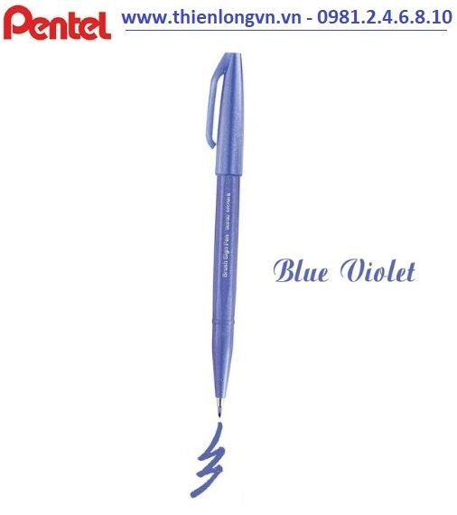 Bút lông viết thư pháp hiện đại Pentel SES15C-V2X xanh tím; Calligraphy Fude Touch Sign - Blue Violet