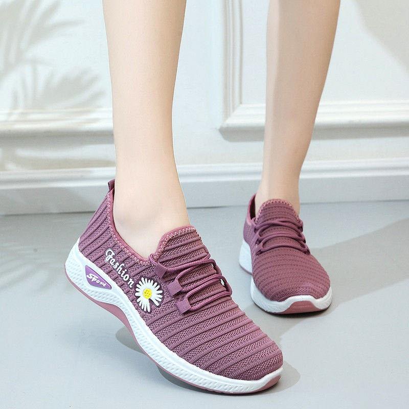 Giày sneaker thể thao nữ đế độn 5cm thời trang hàn quốc thêu bông cúc 000138