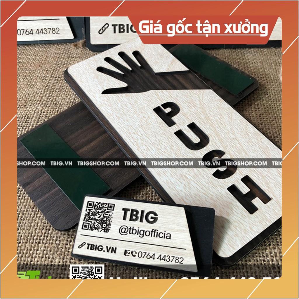 Bảng dán Pull và Push cách điệu bằng gỗ 2 lớp cắt laser