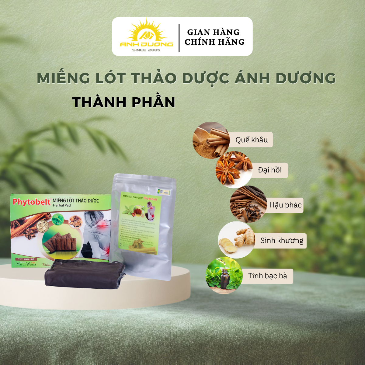 MIẾNG LÓT THẢO DƯỢC ÁNH DƯƠNG - HỖ TRỢ LÀM ẤM, THƯ GIẢN VÙNG CỔ, VAI, GÁY, LƯNG VÀ CỘT SỐNG