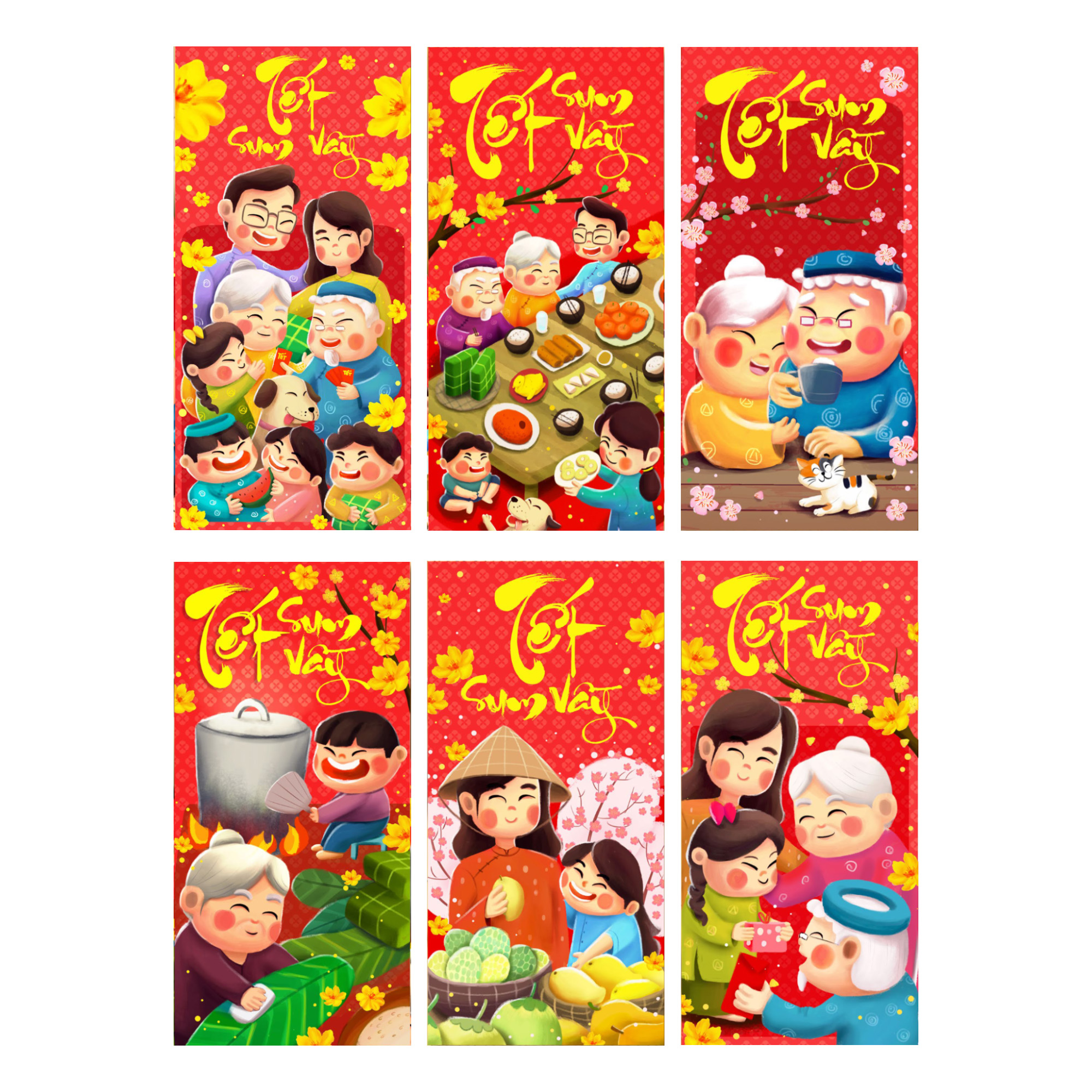 Xấp 6 Bao Lì Xì 8x16.5cm (Mẫu Ngẫu Nhiên)