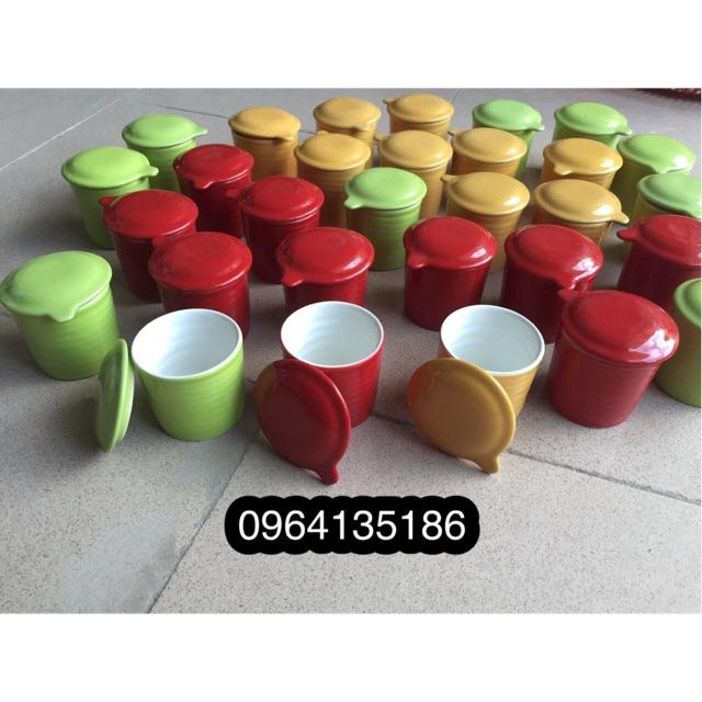 Set 8 cốc caramen có nắp gốm sứ Bát Tràng