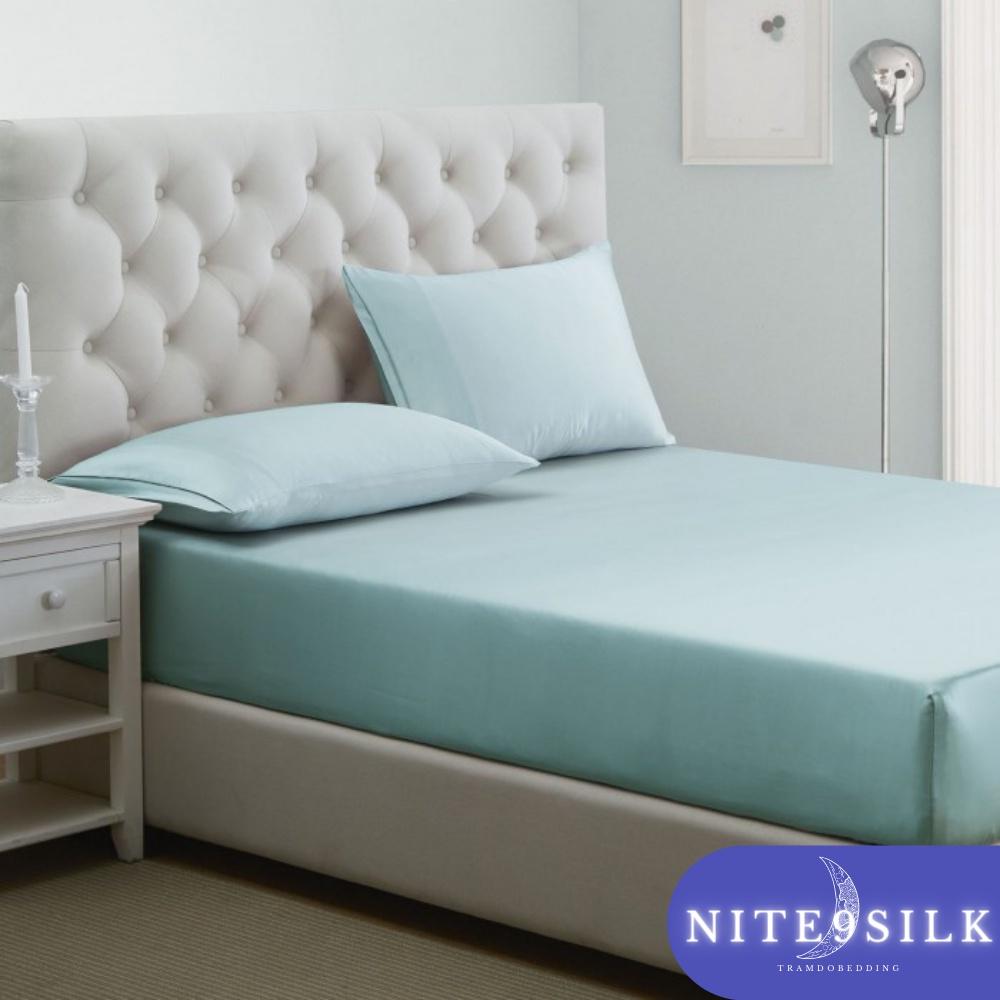 Chăn Ga Giường Lụa Êm Ái Chuẩn 5 Sao - Bộ Chăn Ga Gối Lụa Cao Cấp 5 Món - Màu Xanh Ngọc - Nite9 Silk