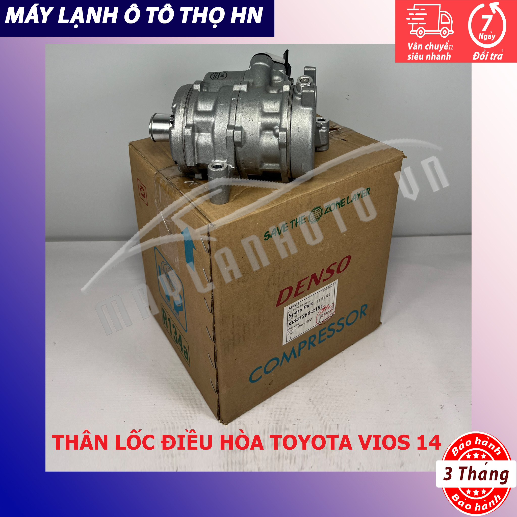 Lốc điều hòa Toyota Vios 2013 2014 2015 không bộ đầu hàng Denso Indonesia 13 14 15