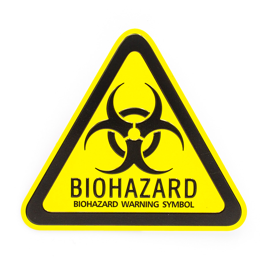 Biohazard Zombie tam giác vàng - Sticker hình dán metal kim loại