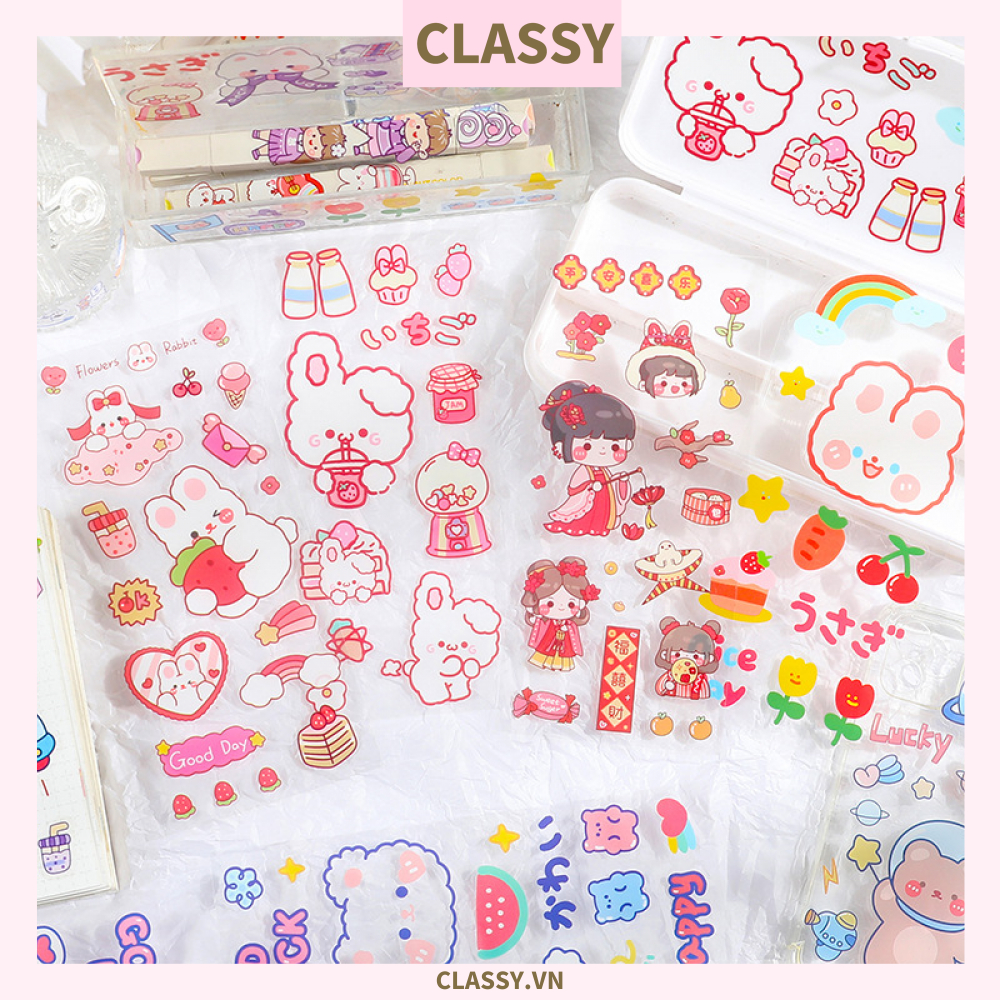 Classy Hình dán, sticker dễ thương, sticker dán laptop, điện thoại, sổ, bình nước nhiều họa tiết PK1380