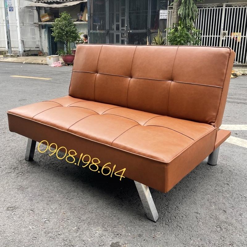 Giá Xưởng Ghế Sofa Mini Simili Cao Cấp Chân Kim Loại - Ghế Sô Pha Nhỏ Gọn Bọc Da Màu nâu Dài 120cm