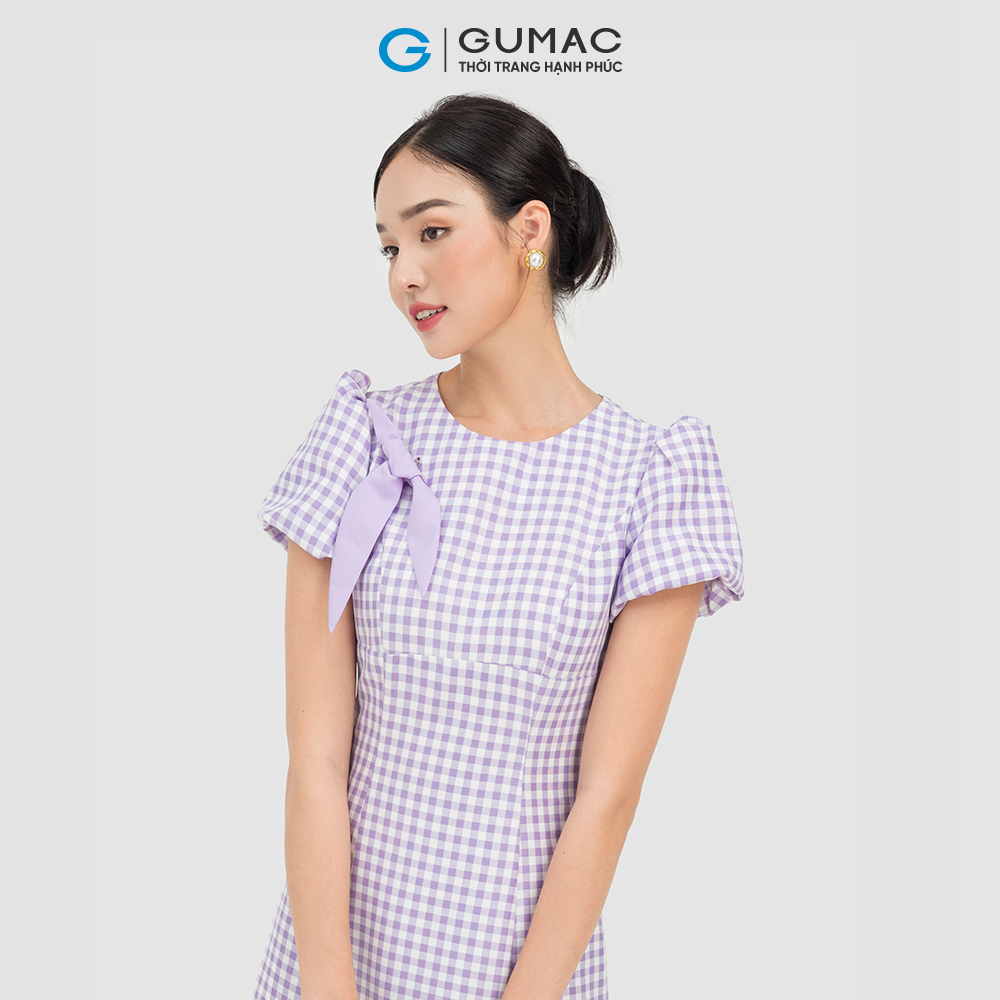 Đầm nữ GUMAC DC07034  chất liệu COOTON phối phụ kiện xinh xắn