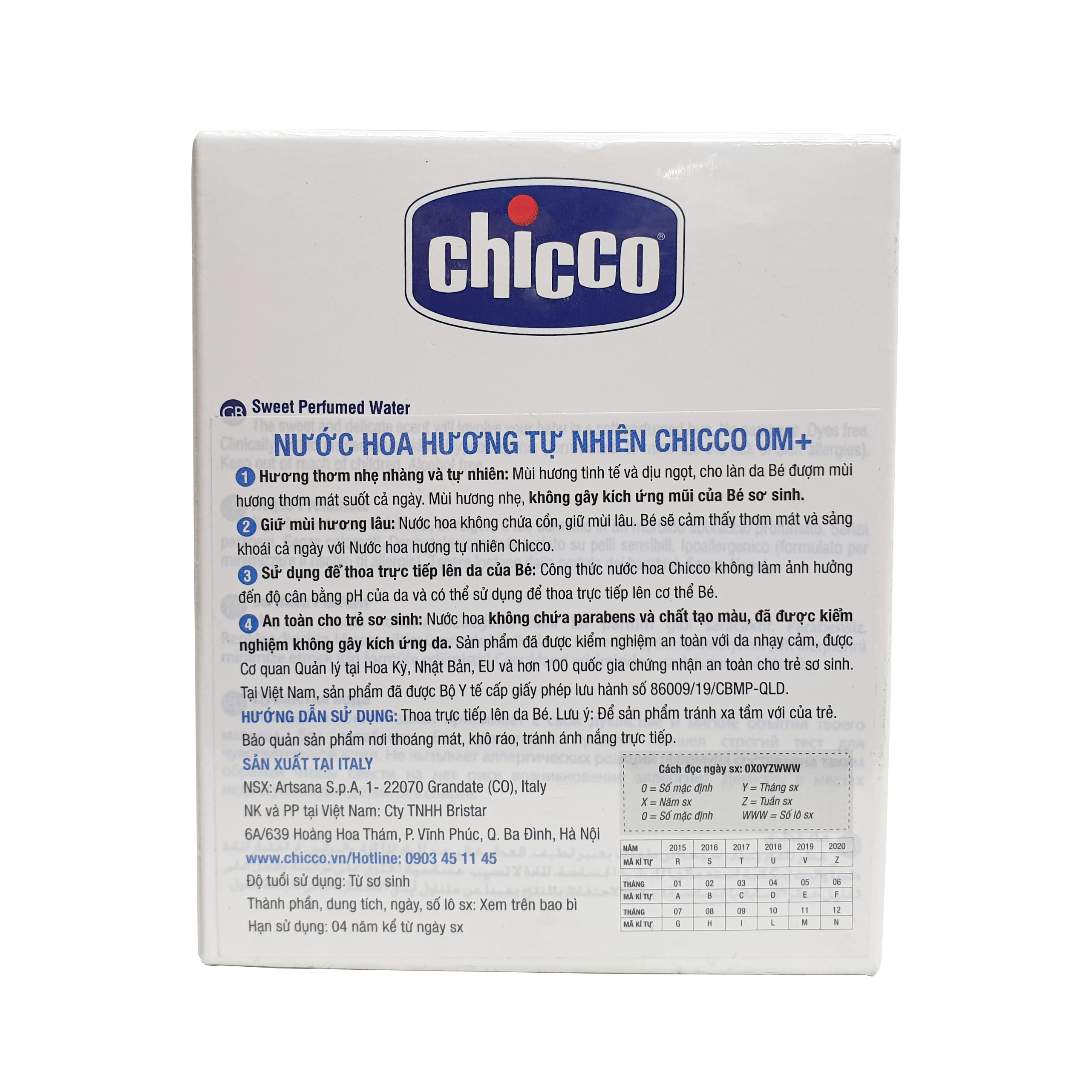 Nước Hoa Hương Tự Nhiên CHICCO Baby Moments Sweet Perfumed Water, Cho Bé Từ 0 Tháng, 100ml