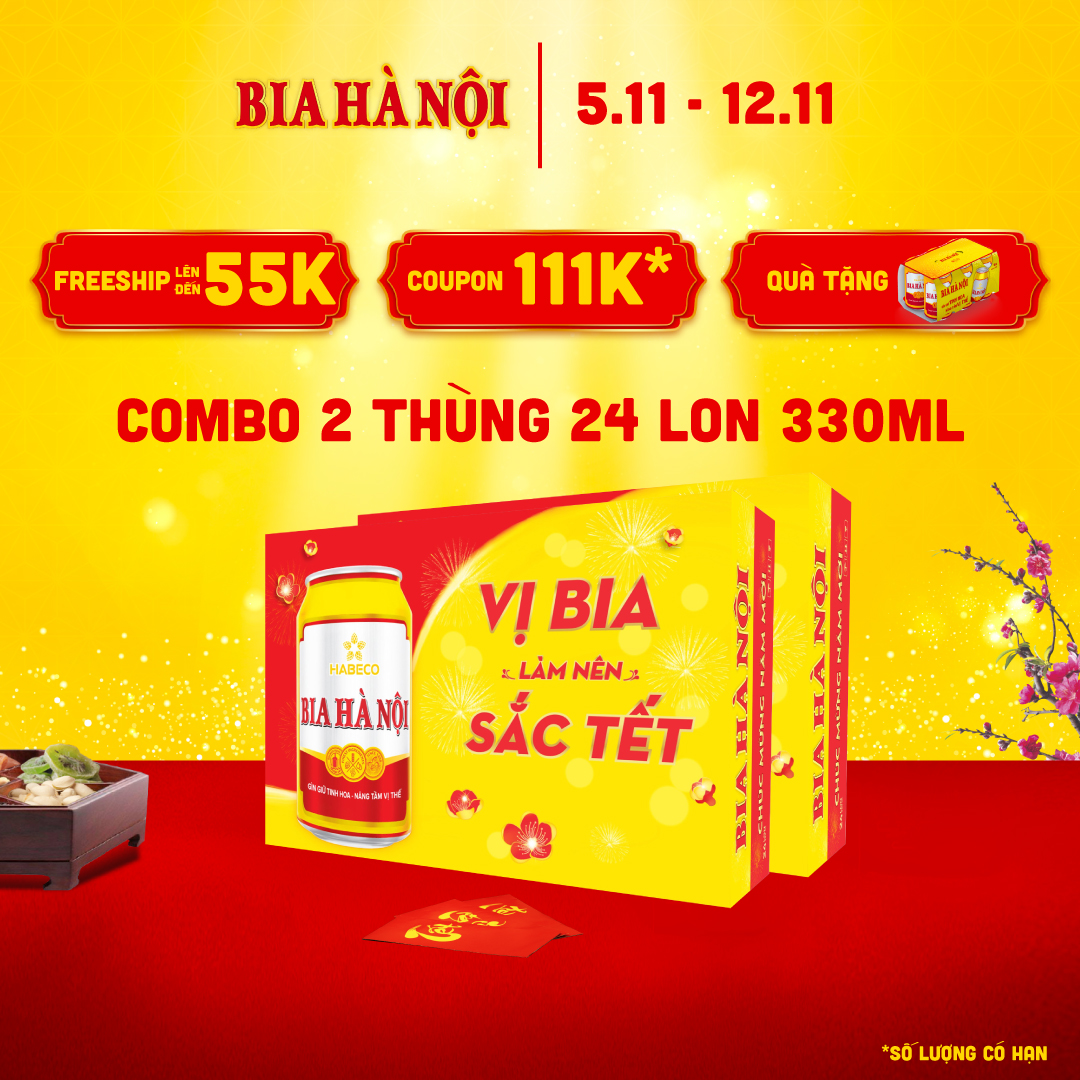 Combo 2 Thùng Bia Hà Nội - Thùng 24 lon 330ml