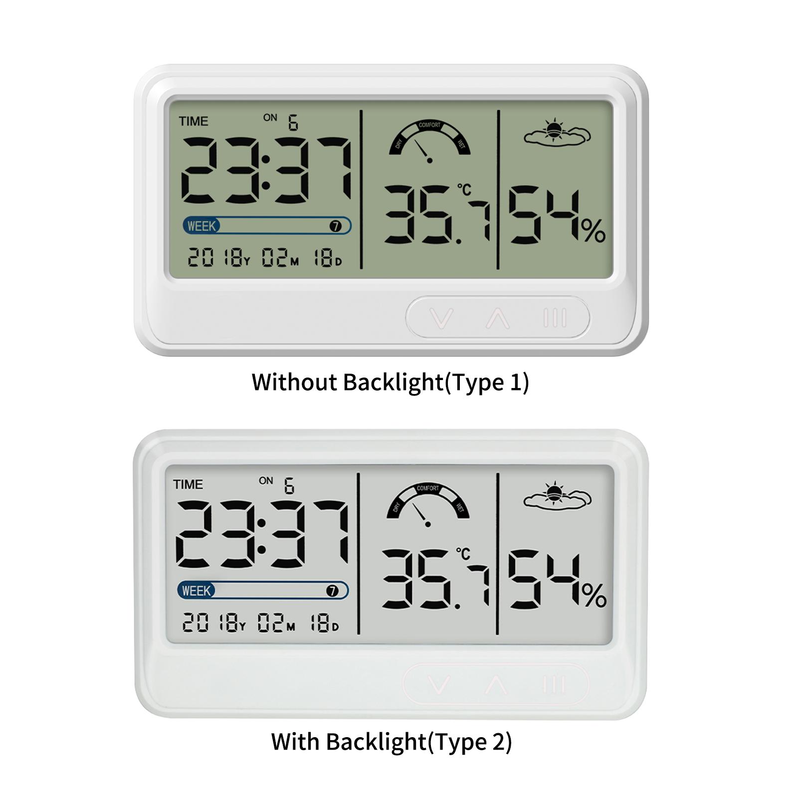 YS201 Indoor Digital Hygrometer Electronic Temperature Humidity Meters Gauge with Time Date LCD Display Clock