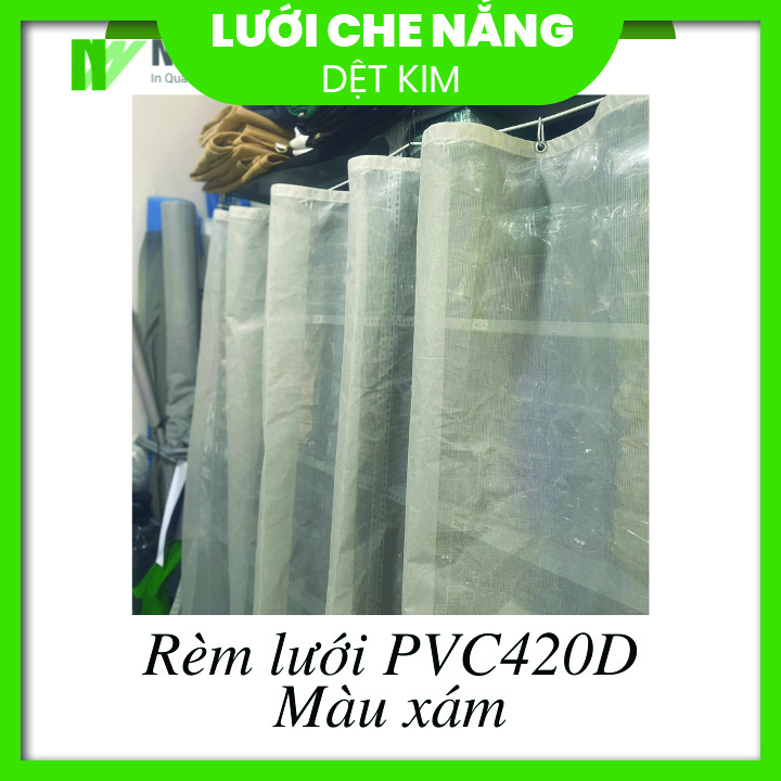 RÈM LƯỚI CHẮN BỤI, CÔN TRÙNG, CHE NẮNG - LƯỚI PVC420D MÀU XÁM - KHỔ LƯỚI 1.8M