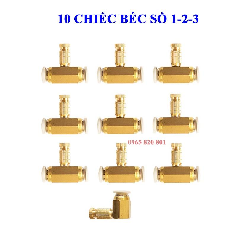 Combo 10 béc phun sương số 1-2-3 và đế đồng tưới lan