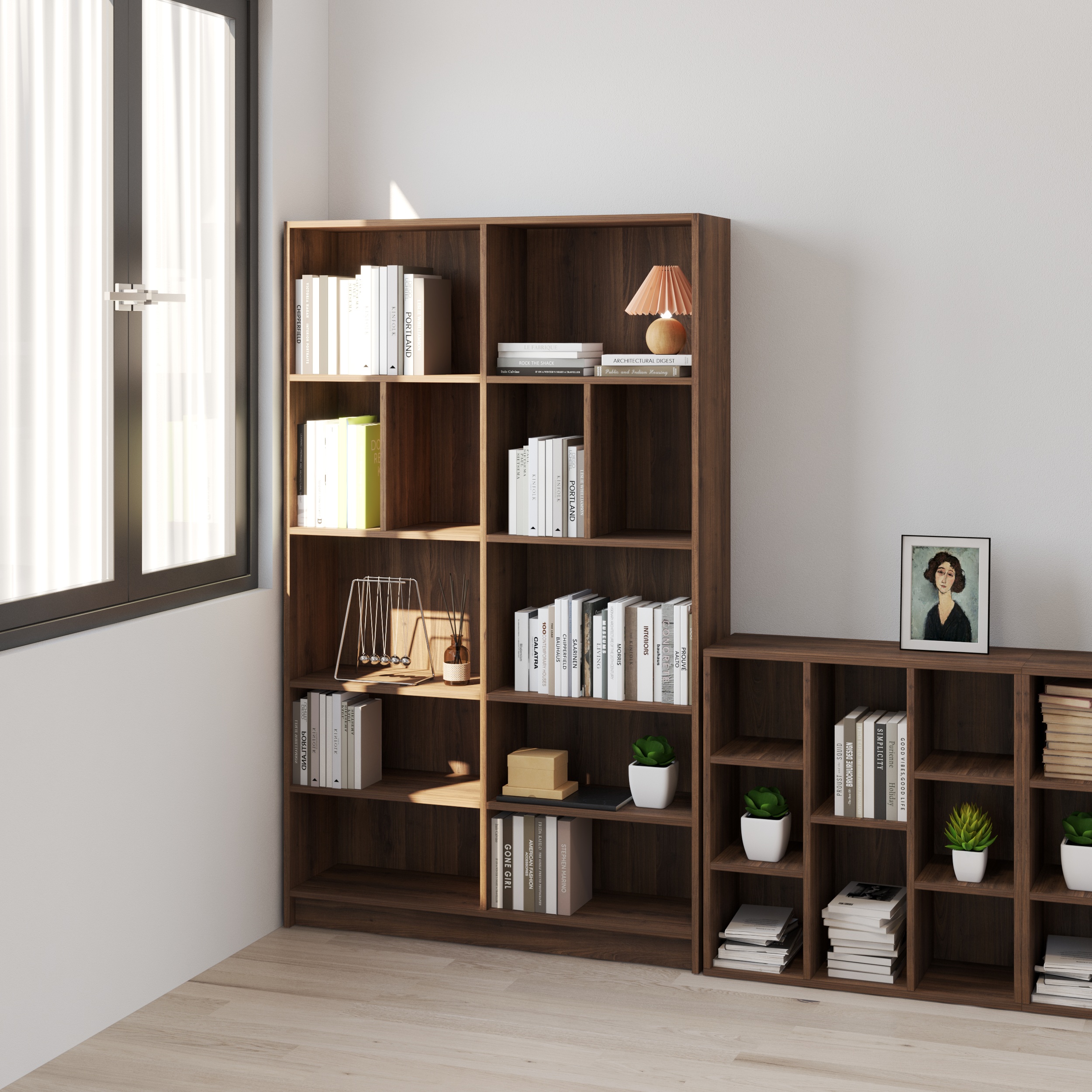 HAPPY FURNITURE , Kệ sách nhiều ngăn - CATY, KSA_086 , 110cm x 28cm x 180cm DxRxC