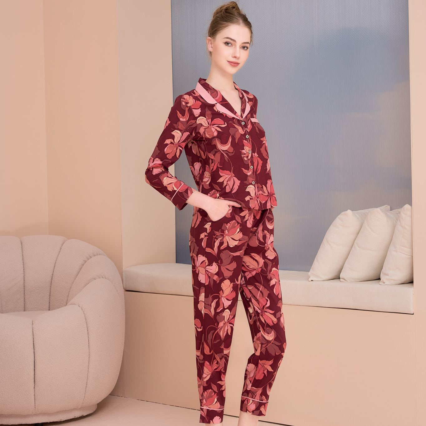 Bộ Đồ Satin Dài Nữ Vincy Thoáng Mát BSD010S31