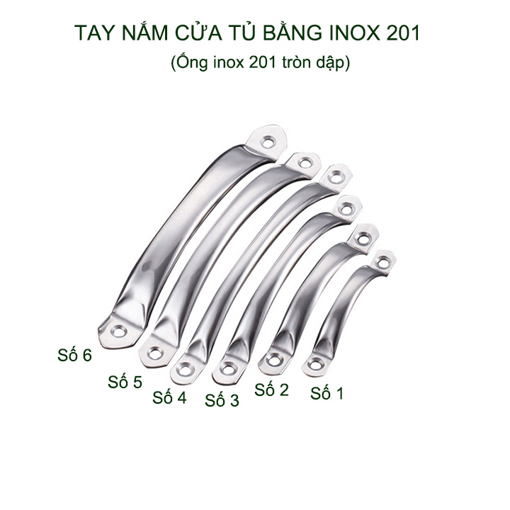 Bộ 5 Tay nắm cánh cửa tủ, ngăn kéo bàn bằng ống inox 201 tròn dập