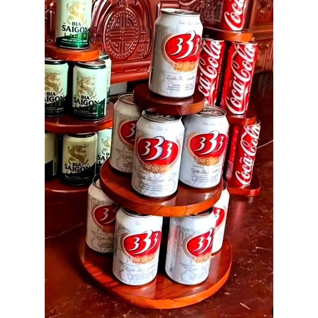 Tháp Bia Gỗ 3 Tầng Cao Cấp – Kệ Bày Bia Nước Ngọt Trang Trí Ban Thờ Lễ Tết Sang Trọng, Tiện Lợi - HÀNG CHÍNH HÃNG MINIIN