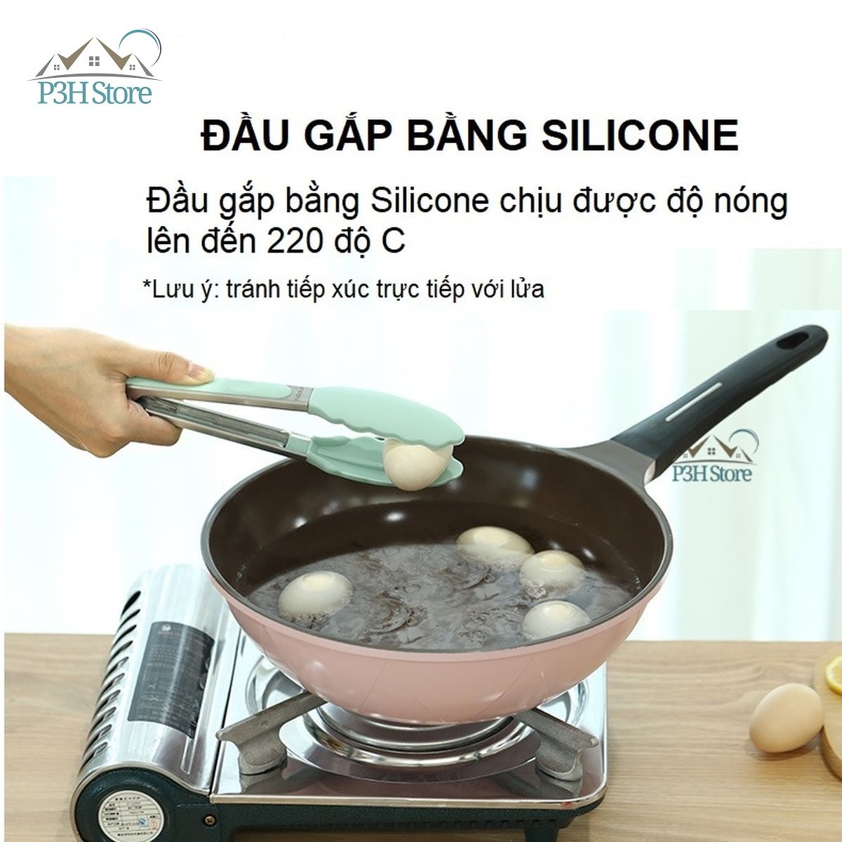Kẹp gắp thức ăn 9 inches tay cầm Silicone PS-216