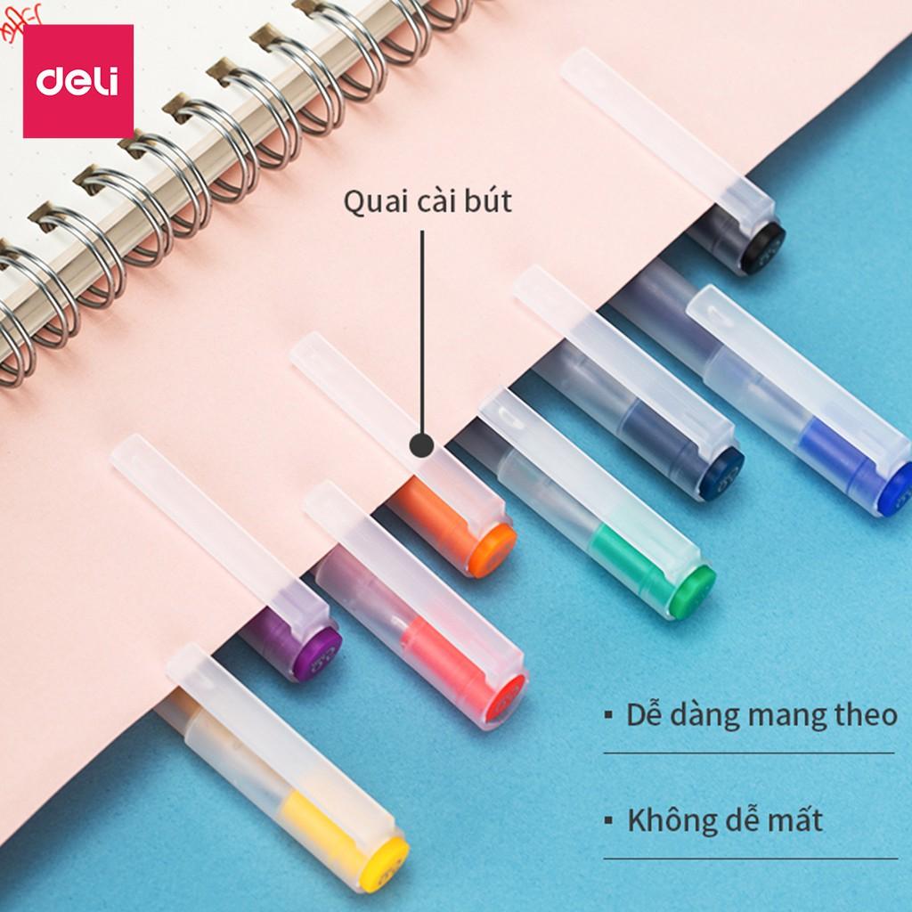 Bút gel 0.5mm nhiều màu Deli - có nắp gài - 1 chiếc - Đỏ/ Xanh Dương/ Xanh Lá/ Tím/ Cam - A119