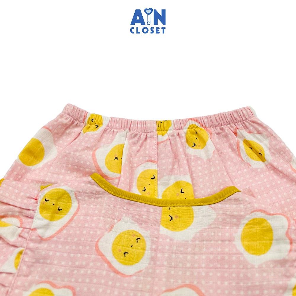 Bộ quần áo dài bé gái họa tiết Trứng Rán hồng xô sợi tre - AICDBGVP8UOJ - AIN Closet