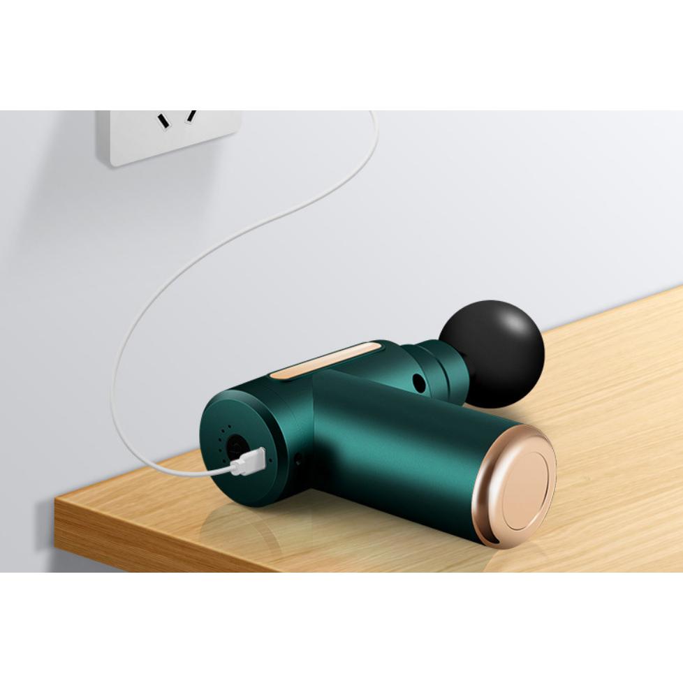 Máy massage cầm tay mini - Súng massage cầm tay đấm lưng mát xa trị liệu cổ vai gáy 4 đầu 6 chế độ, hàng tốt