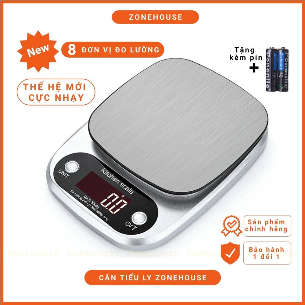Cân tiểu ly điện tử nhà bếp cao cấp ZONEHOUSE định lượng 1g - 10kg, cân làm bánh, chính xác - CHÍNH HÃNG