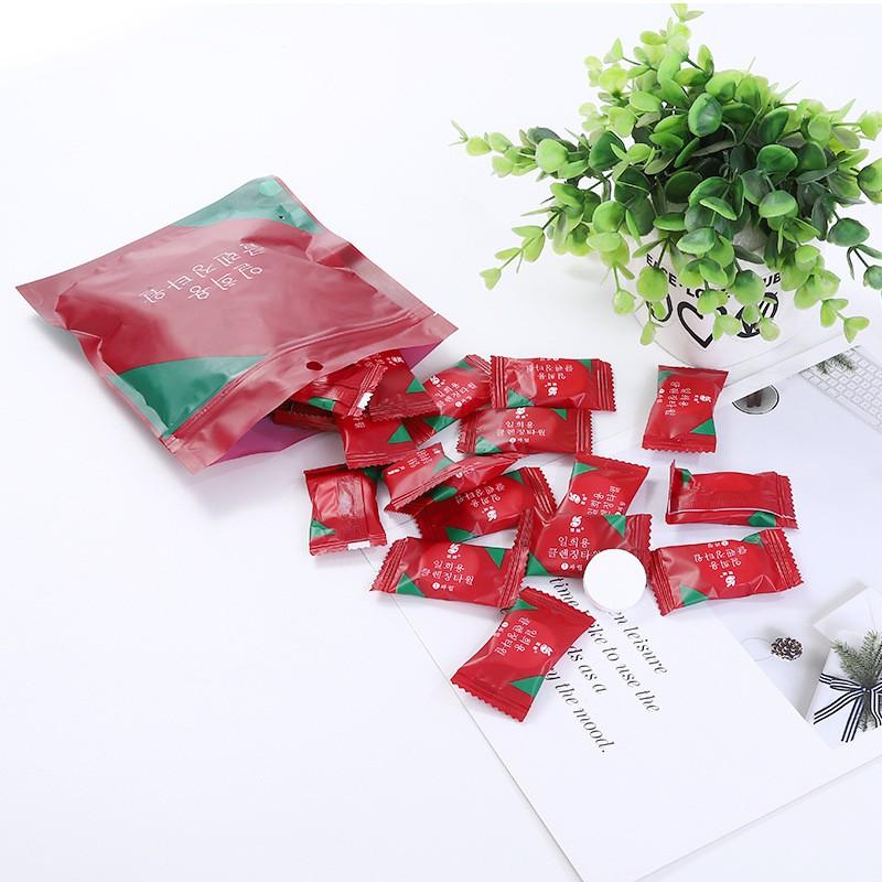 Túi 20 Khăn Giấy Nén Hàn Quốc Dạng Viên Kẹo Dùng 1 Lần - Có Khóa Zip Bỏ Túi Du Lịch Tiện Lợi
