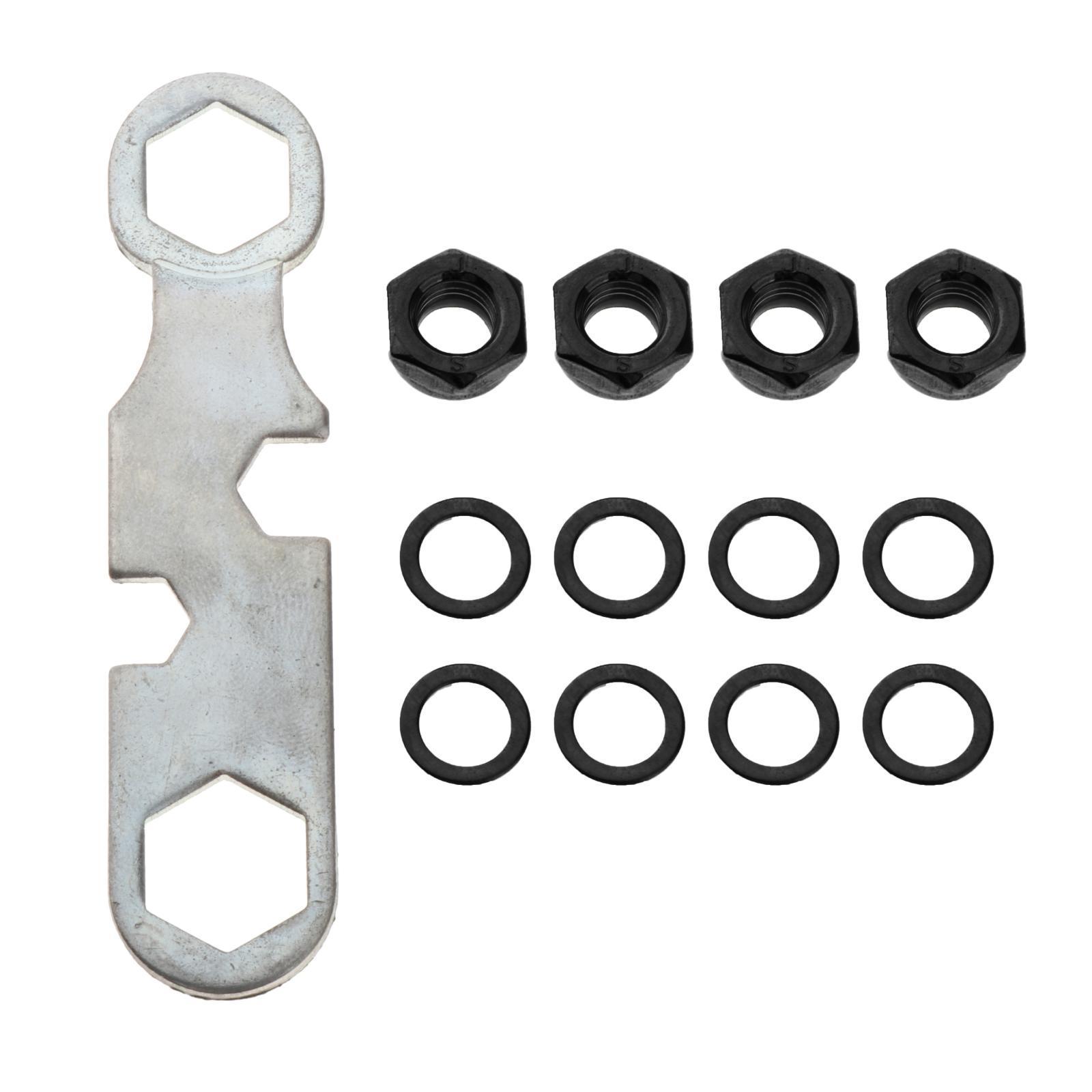 4 Pieces Skateboard Longboard Trucks Axle Nuts , 8 Pieces Alloy Washers Spacer Set with 1 Piece Wrench Multi Tool