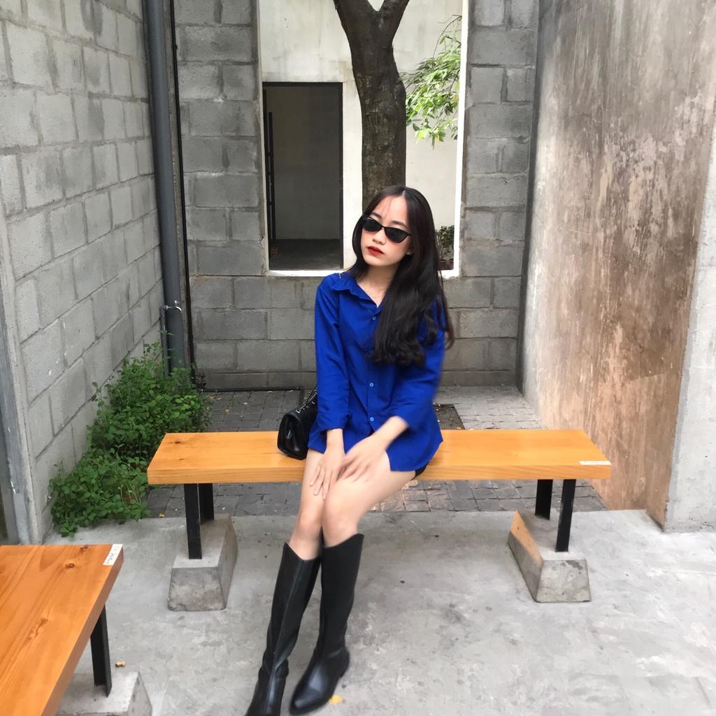 ÁO SƠ MI NỮ TRẮNG DÀI TAY DÁNG XUÔNG FORM VỪA CỰC XINH AM93