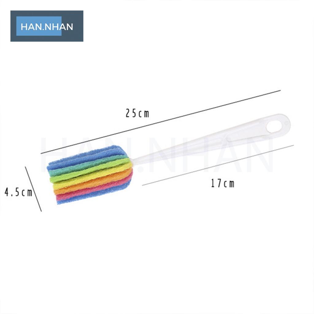 Cây cọ rửa ly cốc, bình sữa 7 màu tạo bọt tiện lợi