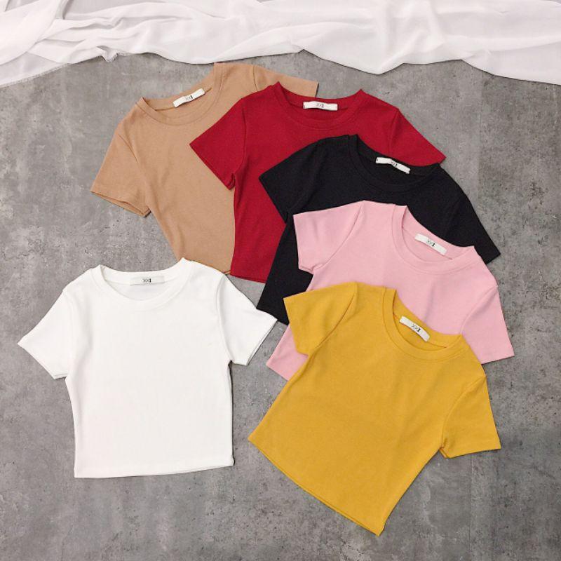Áo Thun Ôm Cổ Tròn ️ CROPTOP️ Áo Thun Nữ Cổ Tròn dáng croptop ANcrtron