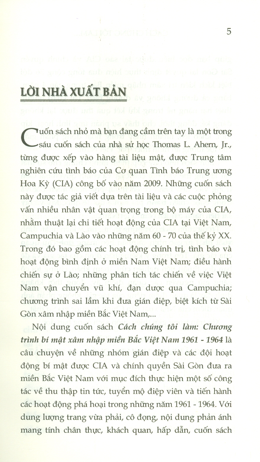 CÁCH CHÚNG TÔI LÀM: CHƯƠNG TRÌNH BÍ MẬT XÂM NHẬP MIỀN BẮC VIỆT NAM 1961 – 1964