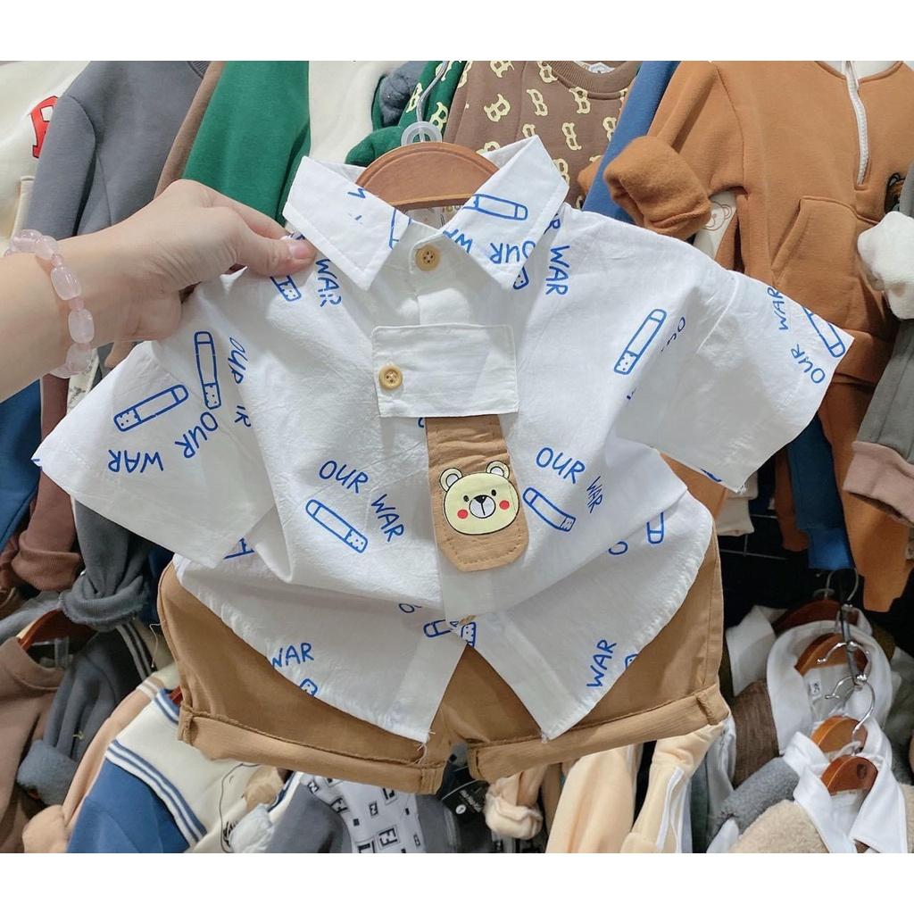 Set bộ sơ mi cho bé trai đi chơi đi tiệc phong cách Hàn Quốc size 10-20kg hàng Quảng Châu cao cấp