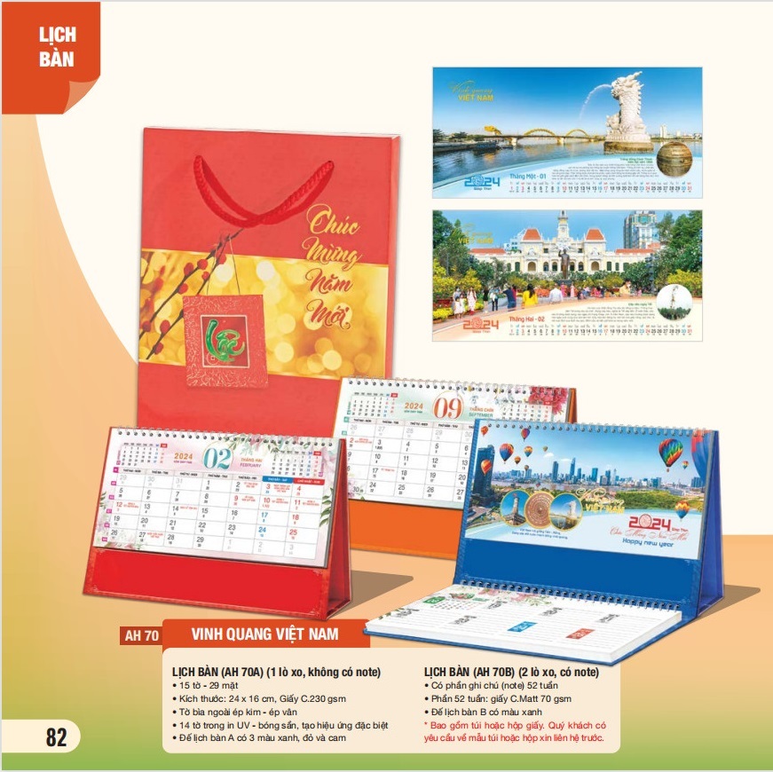 Combo 5 cuốn lịch bàn 2024 - MS AH-63 - AH-AH-71