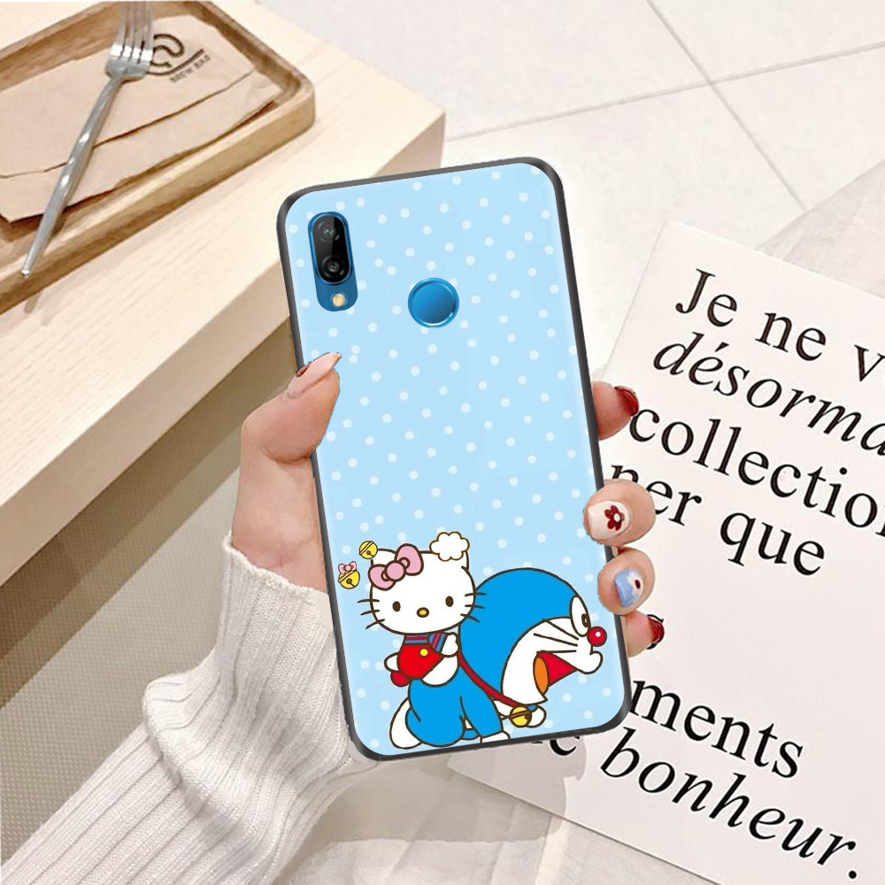 Ốp lưng điện thoại Huawei Nova 3E viền silicon dẻo TPU hình Doremon Vui Nhộn - Hàng chính hãng