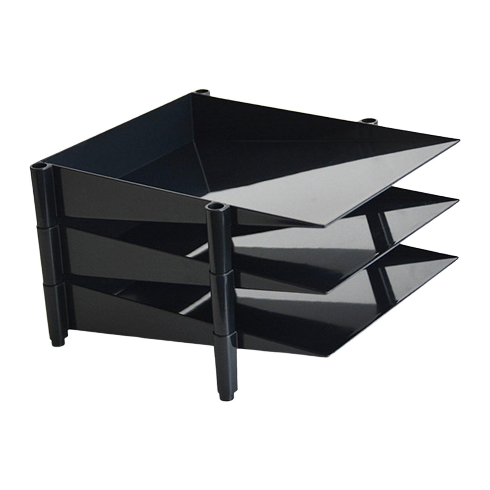 File Document Holder Paper Shelves Sorter Stackable Black