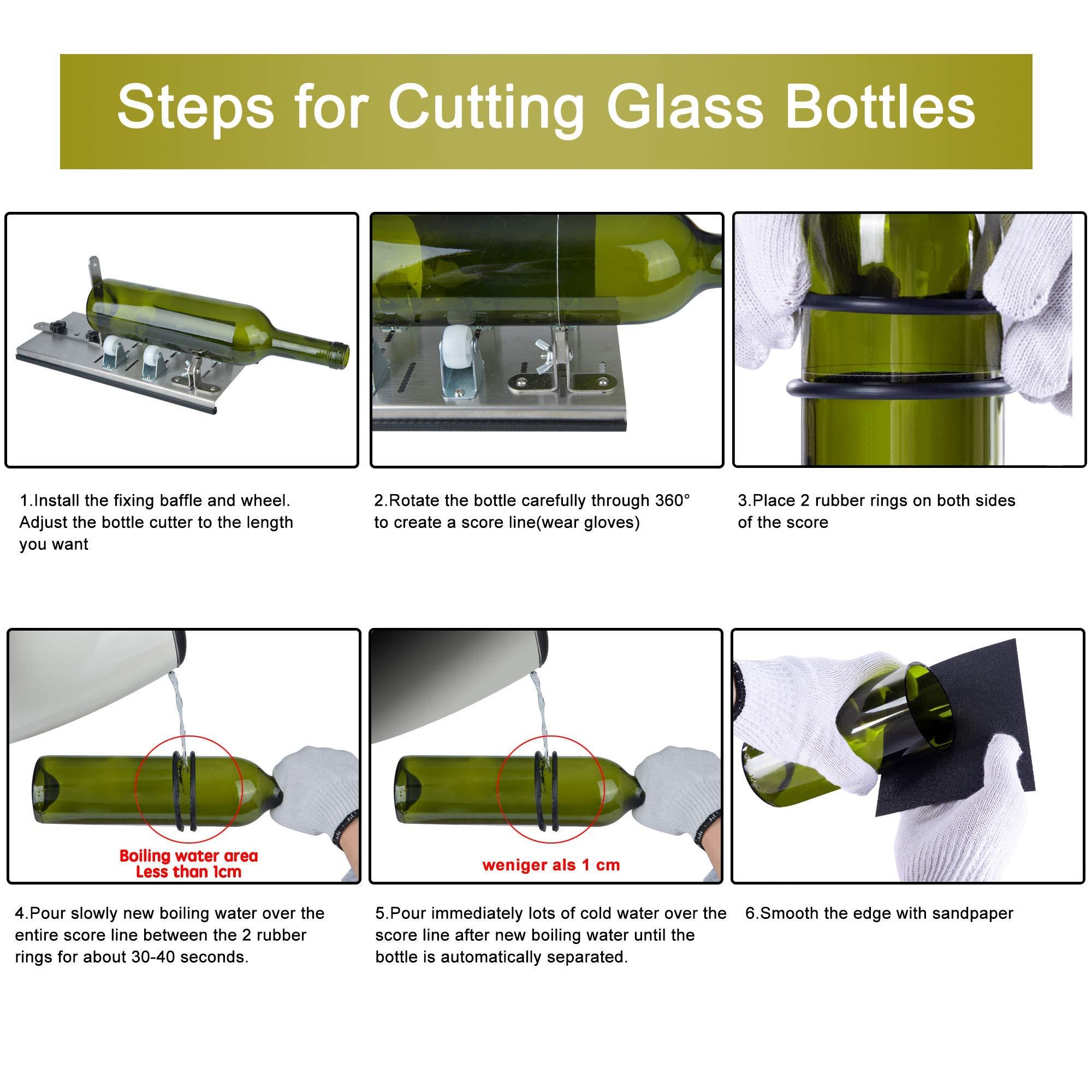 Bộ dụng cụ cắt chai thủy tinh có thể điều chỉnh Dụng cụ tự làm, Bộ máy cắt bằng thép không gỉ cho Rượu Bia Rượu  Rượu Champagne Soda Chai tròn