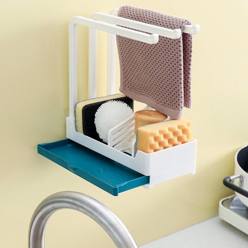 Non Perforated Wall Mounted Kitchen Sink Strainer Drain Rag Rack Storage Basket Sponge Soap Holder Filter Kitchen Accessories