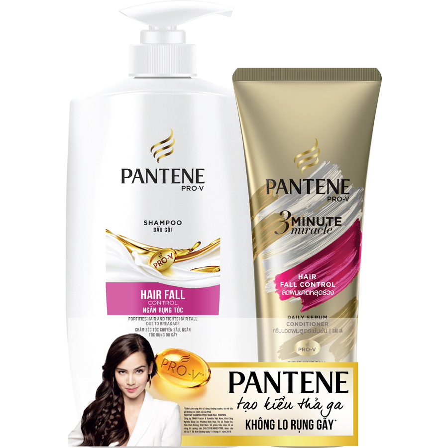 Bộ Đôi Pantene Ngăn Rụng Tóc (Dầu Gội 900ml + Kem Xả 150ml)