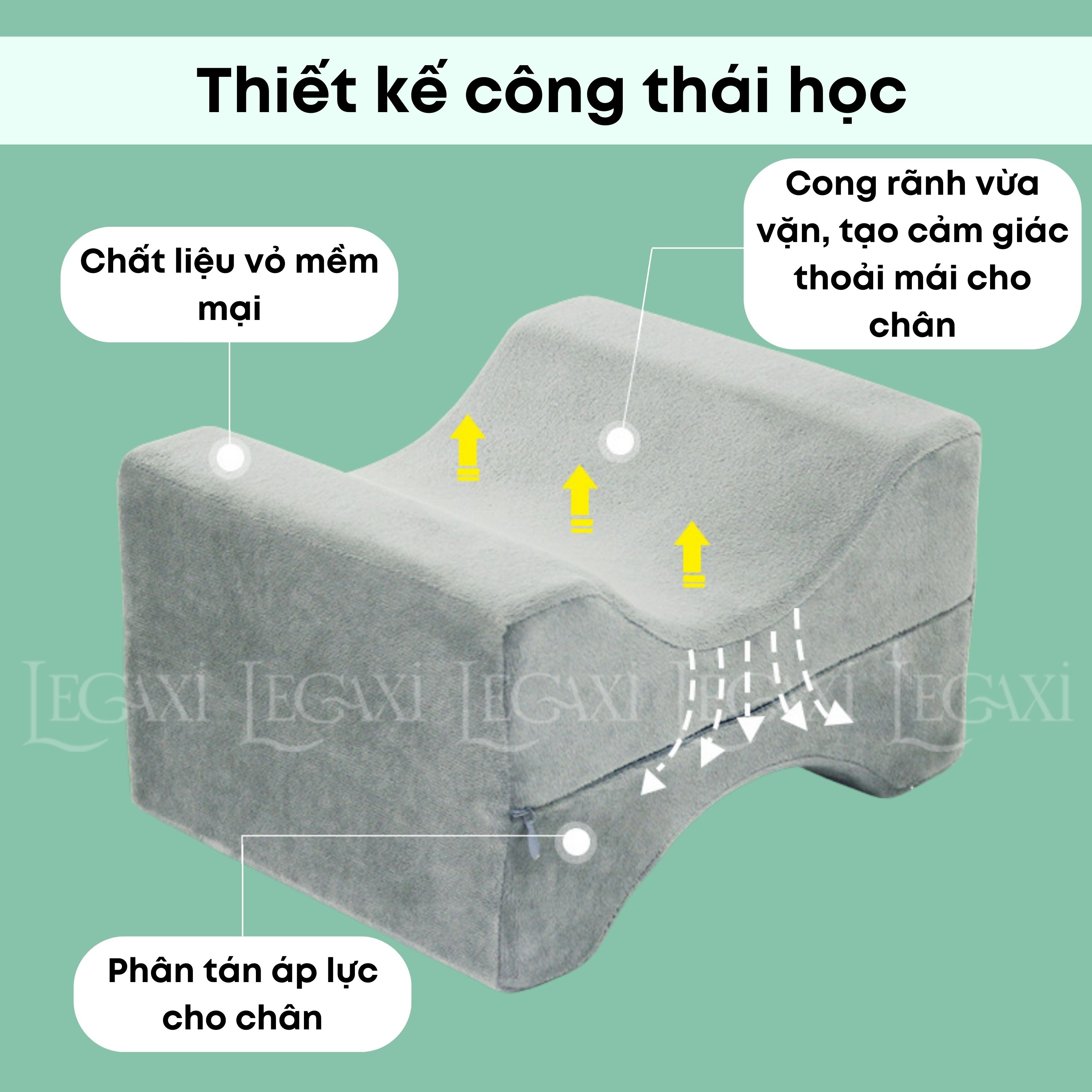 Gối Kẹp Chân, Kê Tay, Gác Chân Khi Ngủ Công Thái Học Cao Su Non Giảm Đau Đầu Gối, Đau Thần Kinh Tọa Mẹ Bầu Legaxi