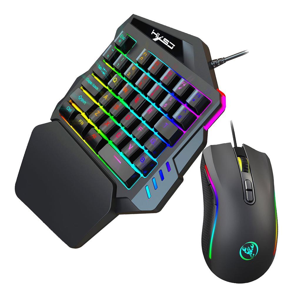 Handed Gaming Keyboard Mouse USB Wired Game 35 Keys Accessory