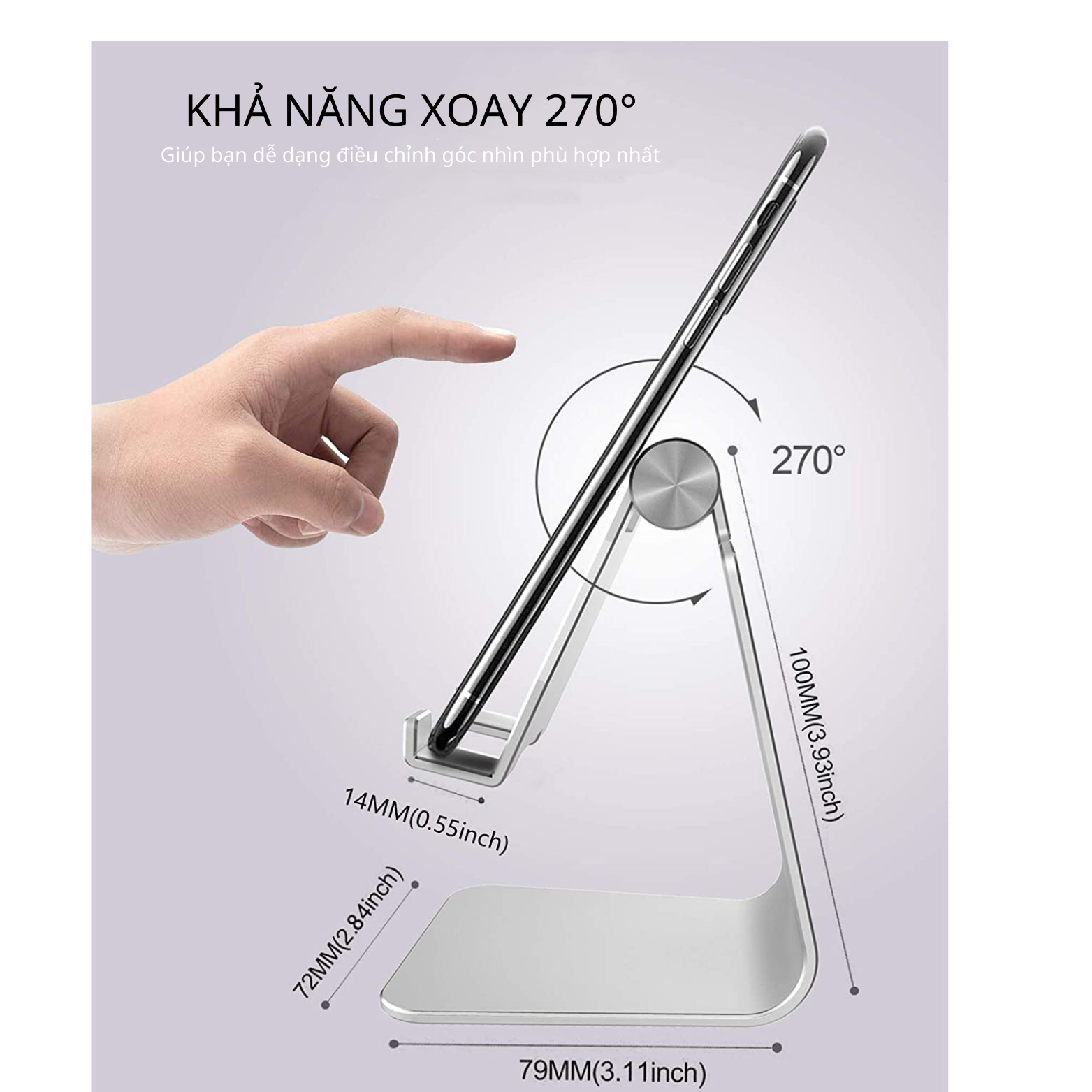 Giá Đỡ Để Bàn Điện Thoại Di Động, Máy Tính Bảng. Chất Liệu Hợp Kim Nhôm Cao Cấp. Xoay 270 Độ Tự Do Điều Chỉnh Góc Nhìn Model Z4. Hàng Chính Hãng Tamayoko