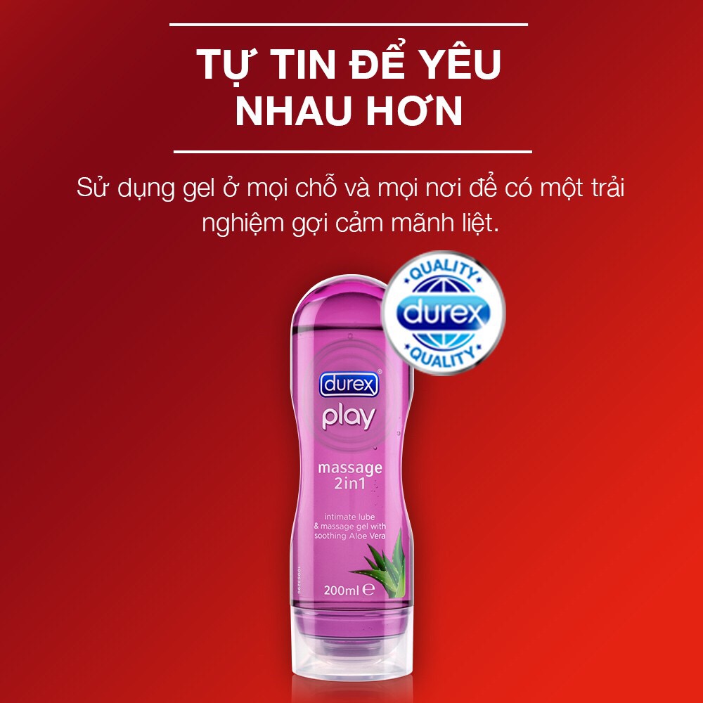 Gel Bôi Trơn Durex Play Massage 2in1 200ml - Gel bôi trơn chiết xuất từ Lô Hội nha đam tự nhiên