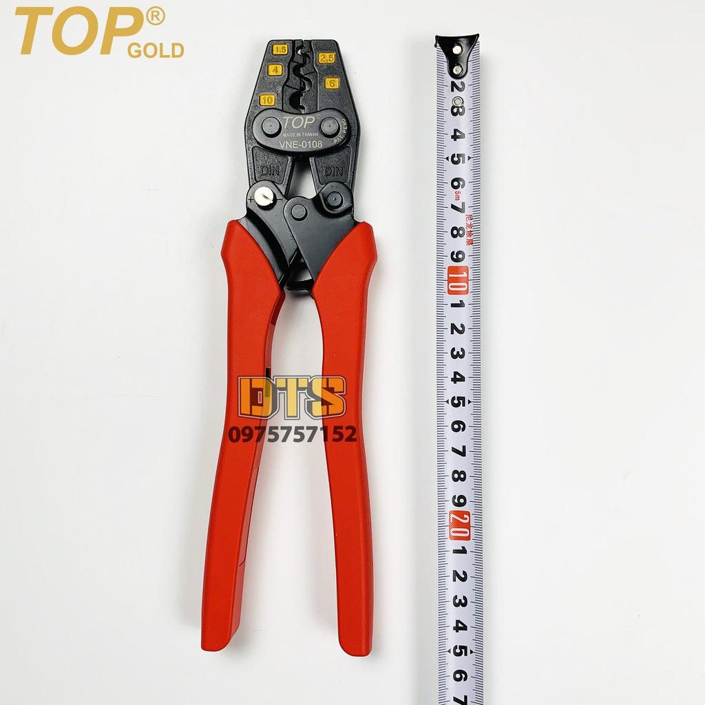 Kìm bấm cos trợ lực số 8 1.5 -> 10 mm2 TOP GOLD, tiết kiệm lực, độ chính xác cao, có nút điều độ rơ