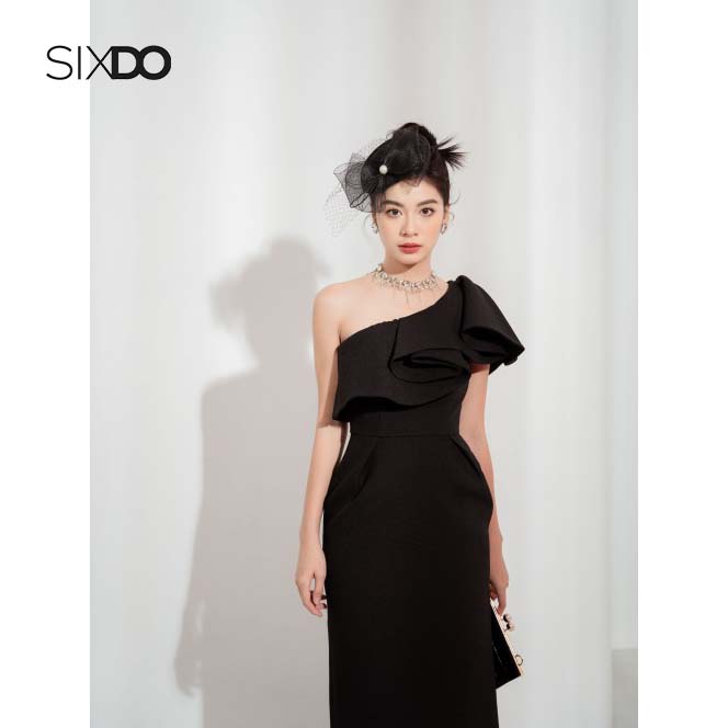 Đầm midi ôm lệch vai sang trọng thời trang SIXDO