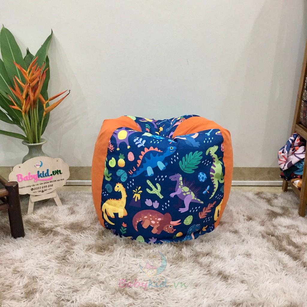 Ghế lười dáng lê size M 80x100cm, có xốp, hình london 2 lớp vỏ lót , vải thô hàn mix màu