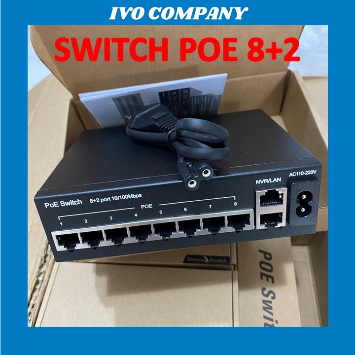 Bộ Chia Mạng POE 10 Cổng Switch POE 8+2 Uplink