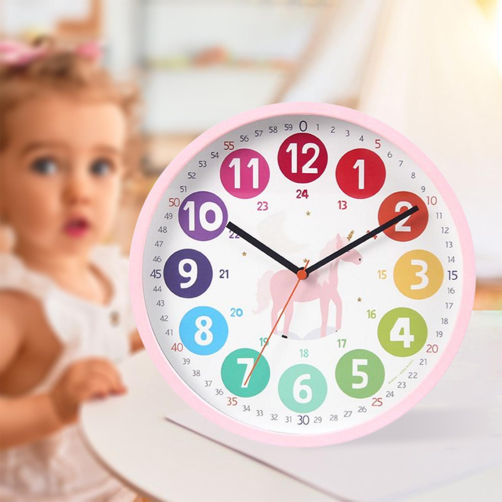 10" Telling Time Teaching Clock Wall Clock for Playroom Kids Children