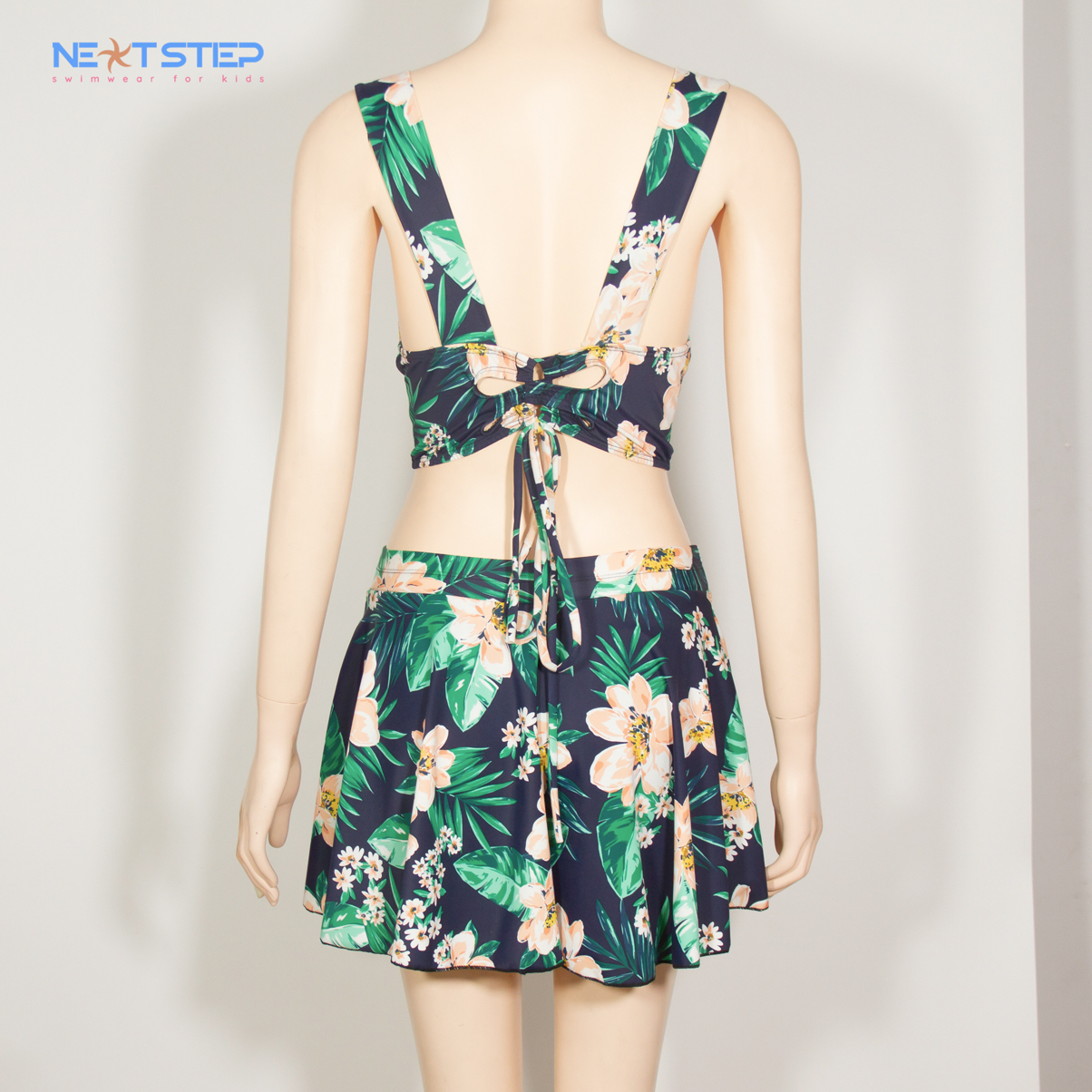 Đồ bơi nữ, 2 mảnh croptop chân váy đi biển cho bạn gái khoe vóc dáng xinh đẹp, dây cột tạo điểm nhấn cá tính mẫu Free size