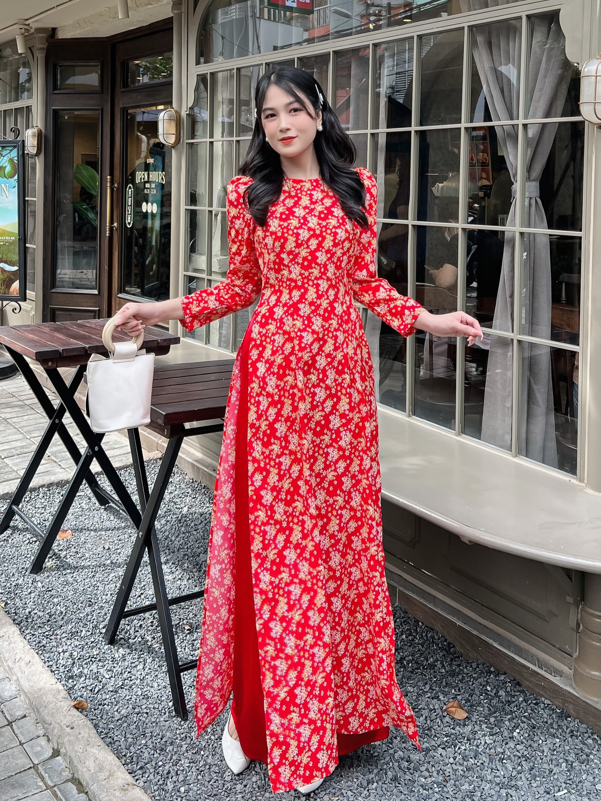 SÉT ÁO DÀI IN HỌA TIẾT HOA NHÍ KÈM TẶNG QUẦN